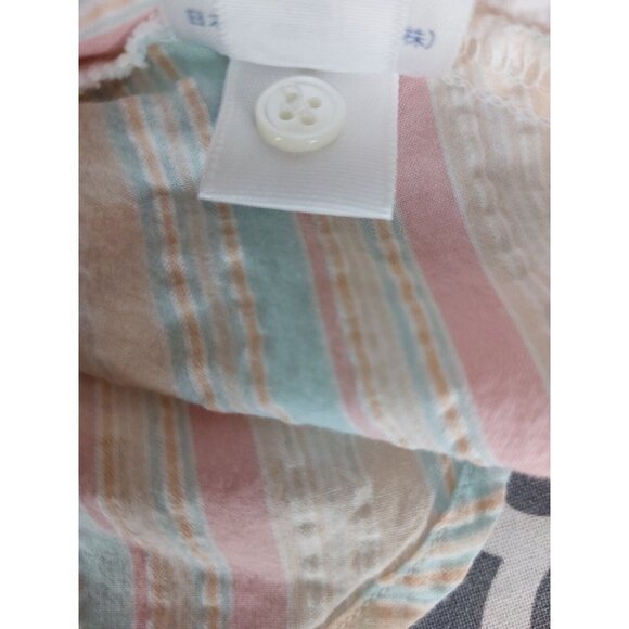 Lands End Women 10 Petite Sleeveless Collar Button Down Blouse Pastel Seersucker - Picture 16 of 16